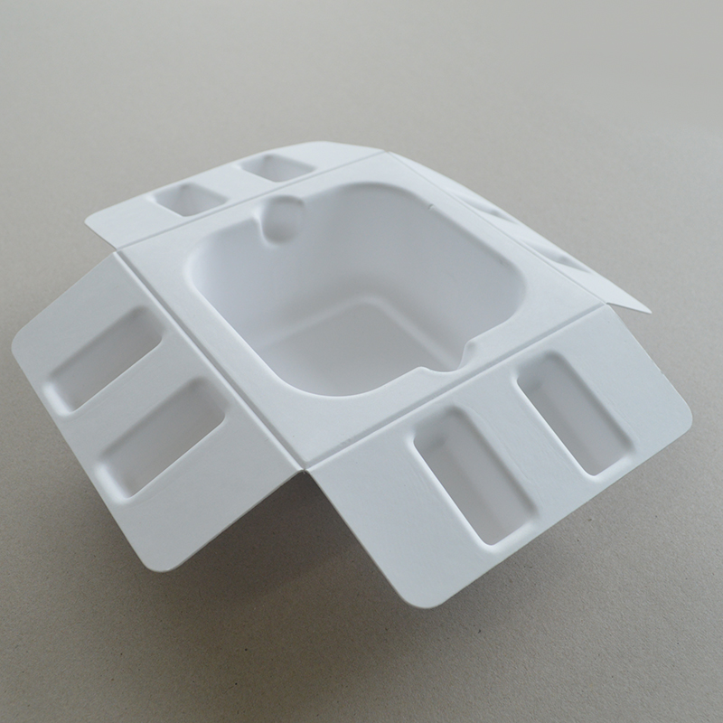 Cosmetic box white sugarcane pulp wet pressed paper holder