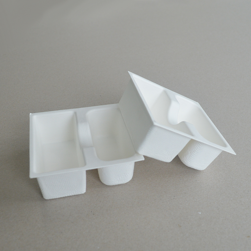 Cosmetic box white sugarcane pulp wet pressed paper holder