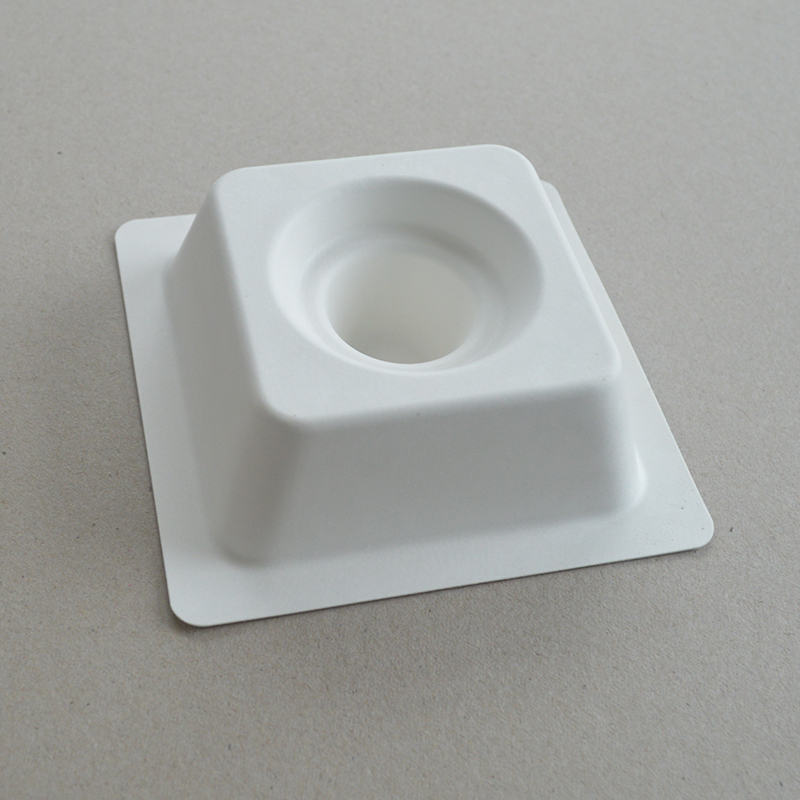 Cosmetic box white sugarcane pulp wet pressed paper holder