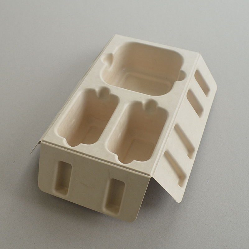 Cosmetic box white sugarcane pulp wet pressed paper holder