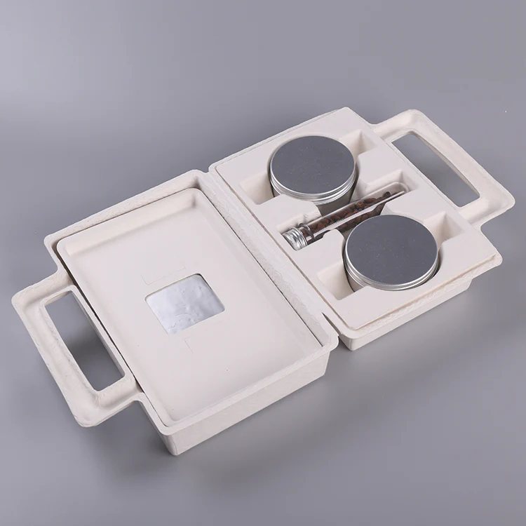Paper Pulp Molded Cosmetic Skincare Packaging Box​ With Paper Handle