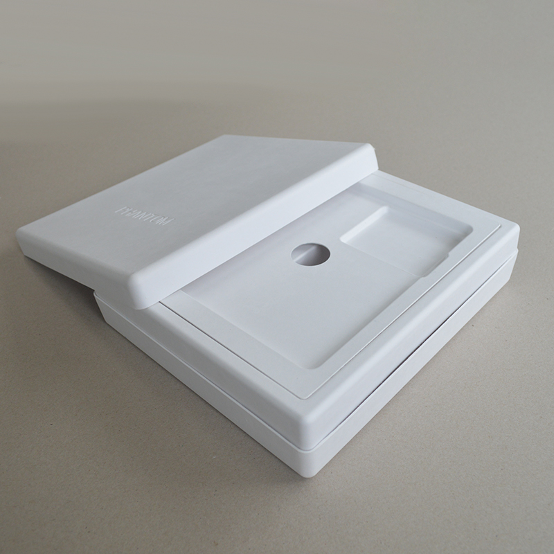 Cosmetic box white sugarcane pulp wet pressed paper holder