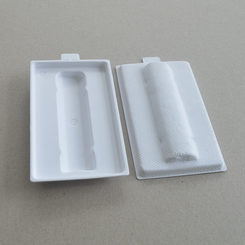 Cosmetic box white sugarcane pulp wet pressed paper holder