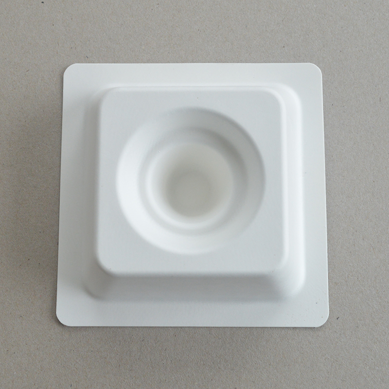 Cosmetic box white sugarcane pulp wet pressed paper holder