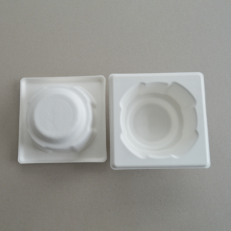 Cosmetic box white sugarcane pulp wet pressed paper holder