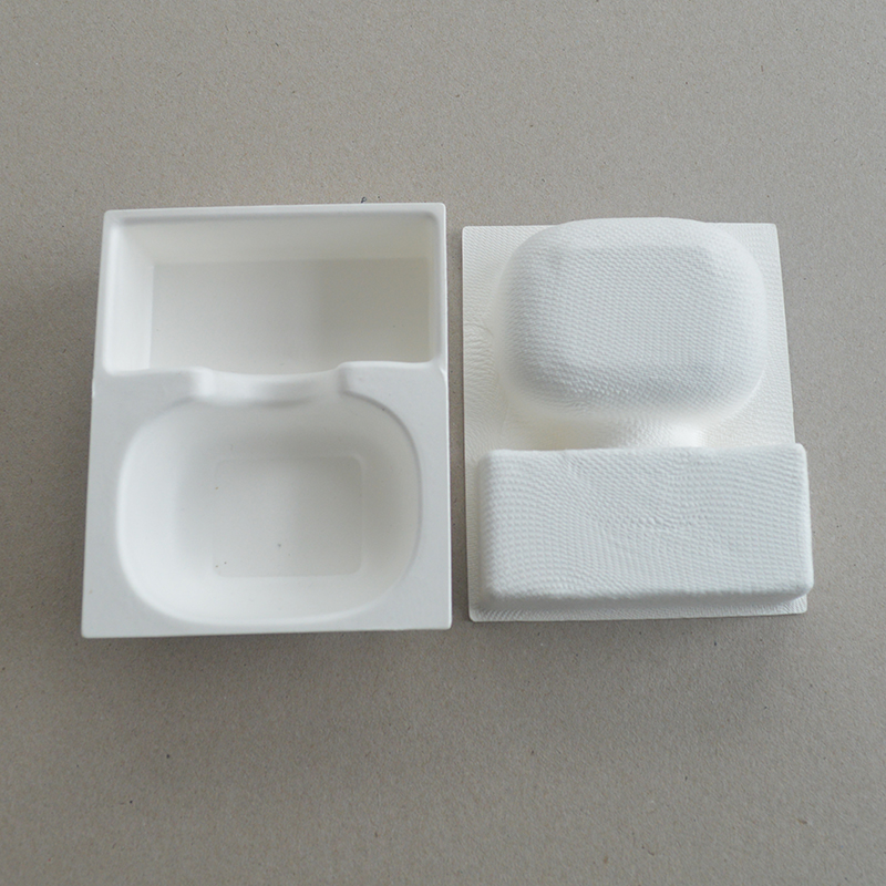 Cosmetic box white sugarcane pulp wet pressed paper holder