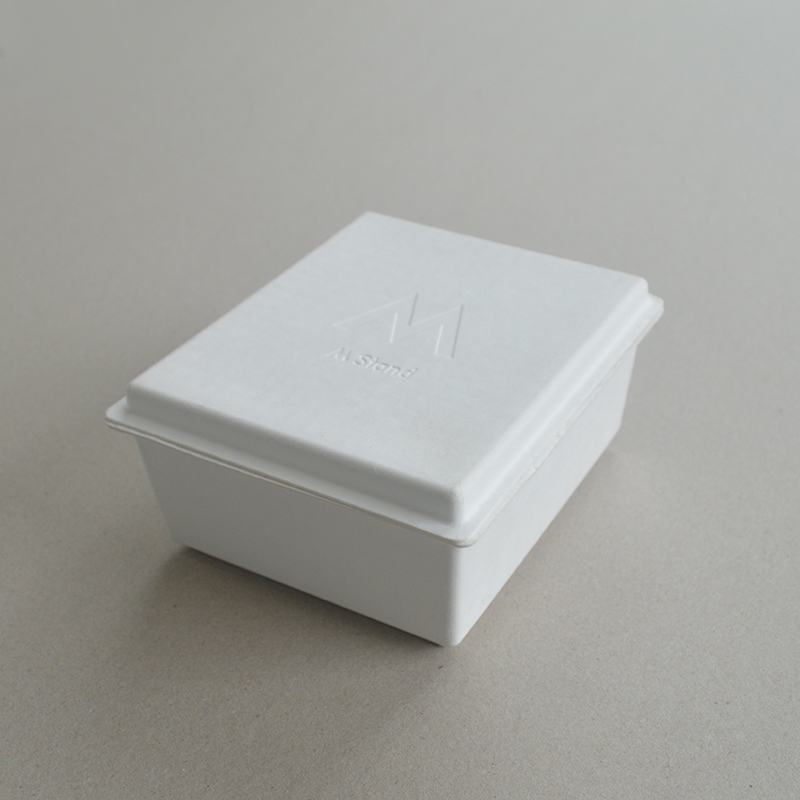 Cosmetic box white sugarcane pulp wet pressed paper holder