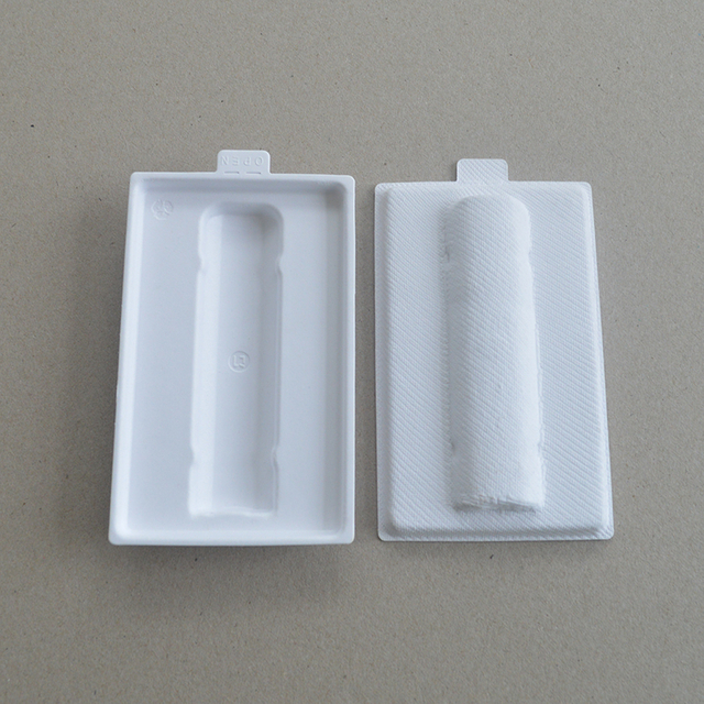 Cosmetic box white sugarcane pulp wet pressed paper holder