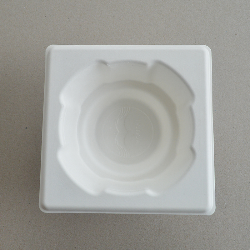 Cosmetic box white sugarcane pulp wet pressed paper holder