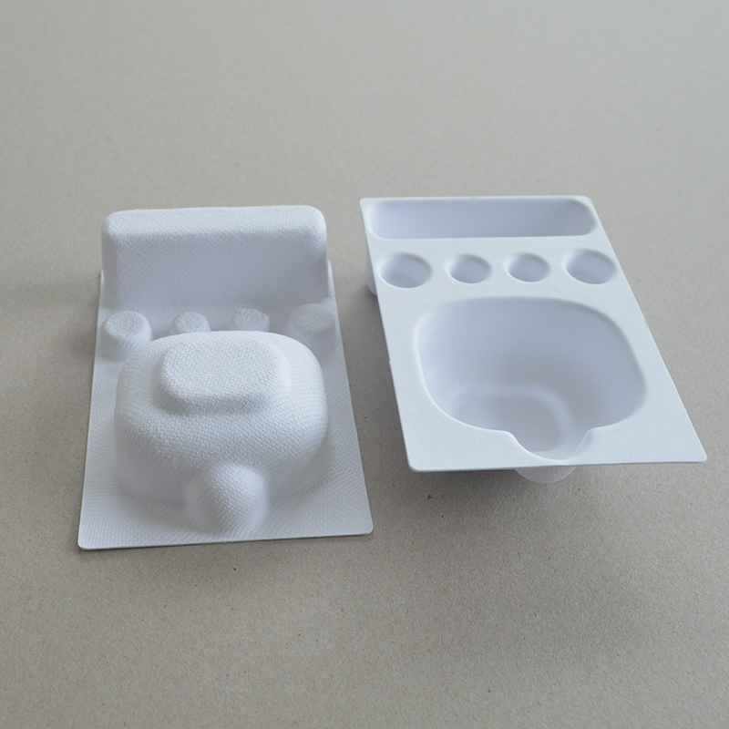 Cosmetic box white sugarcane pulp wet pressed paper holder