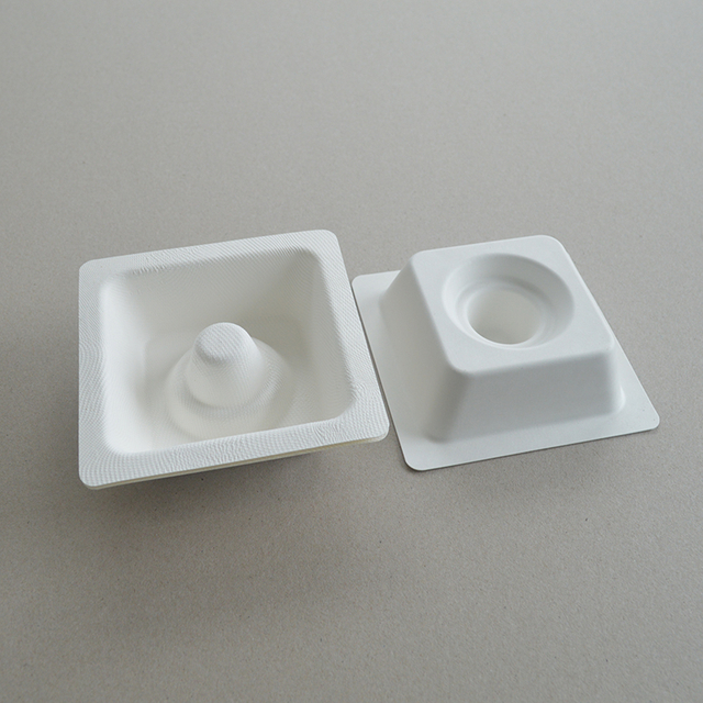 Cosmetic box white sugarcane pulp wet pressed paper holder