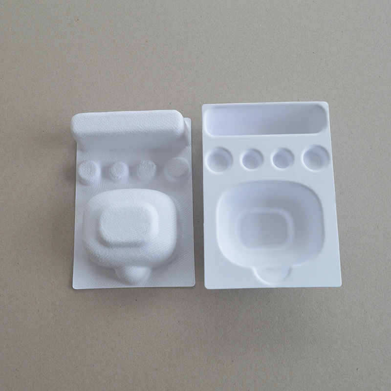Cosmetic box white sugarcane pulp wet pressed paper holder