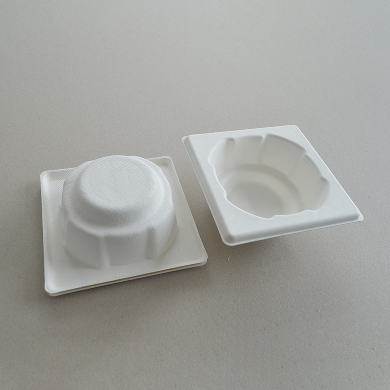 Cosmetic box white sugarcane pulp wet pressed paper holder